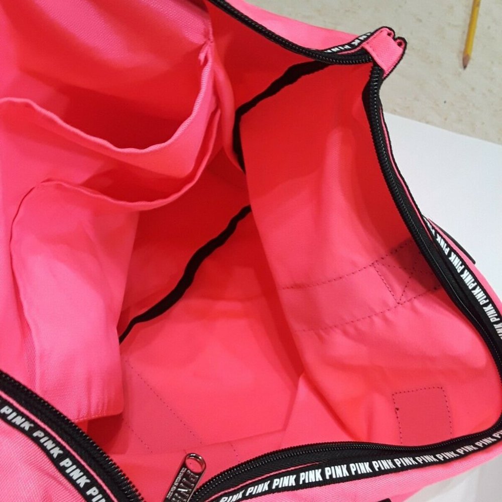 PINK tote Large Bag, Black and Pink zip Closure womens - Picture 6 of 9